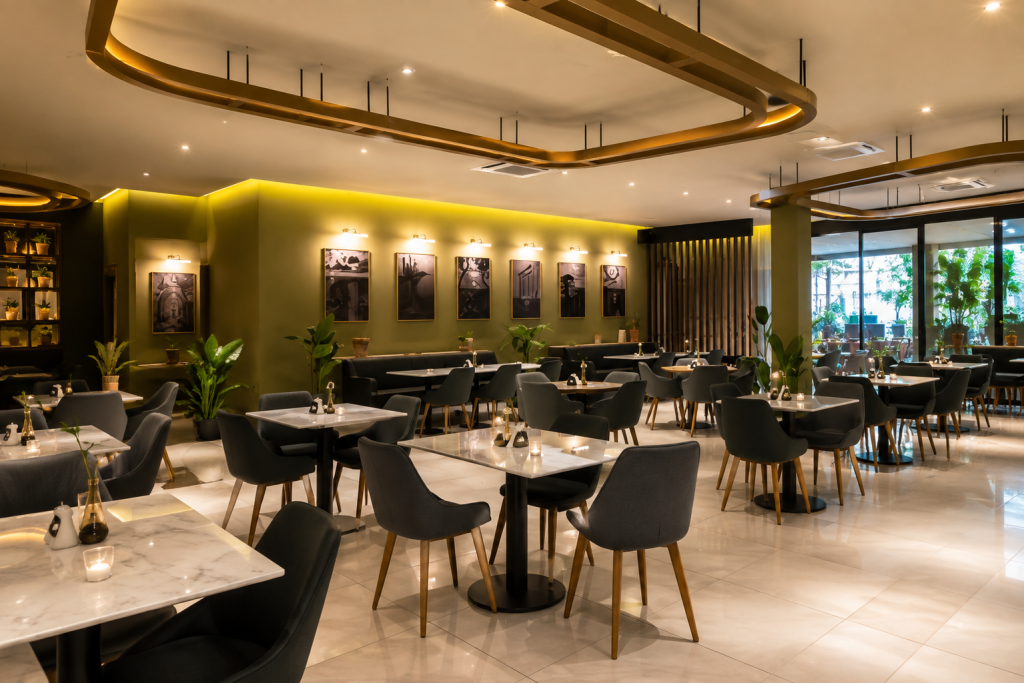 Warm Modern Restaurant Interior